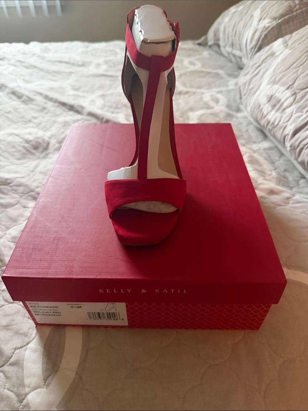 Kelly & Katie Red T-Strap Platform Heel Sandal